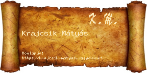 Krajcsik Mátyás névjegykártya